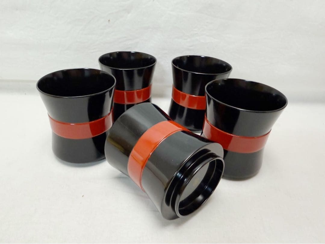 ほぼ未使用 懐石道具 平安象彦 木製黒真塗 箸洗 小吸物椀 5客揃 底印 共箱