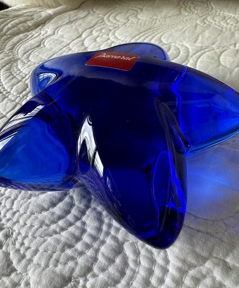 売約済み　バカラ　希少　クリスタル　ペーパーウェイト　青い星　ヒトデ　オブジェ