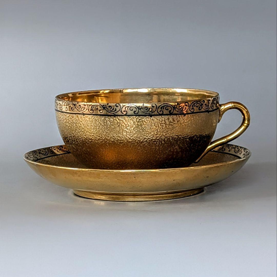 オールドニッポン 大銘品! 金彩エッチング クサラシ技法 カップ＆ソーサー