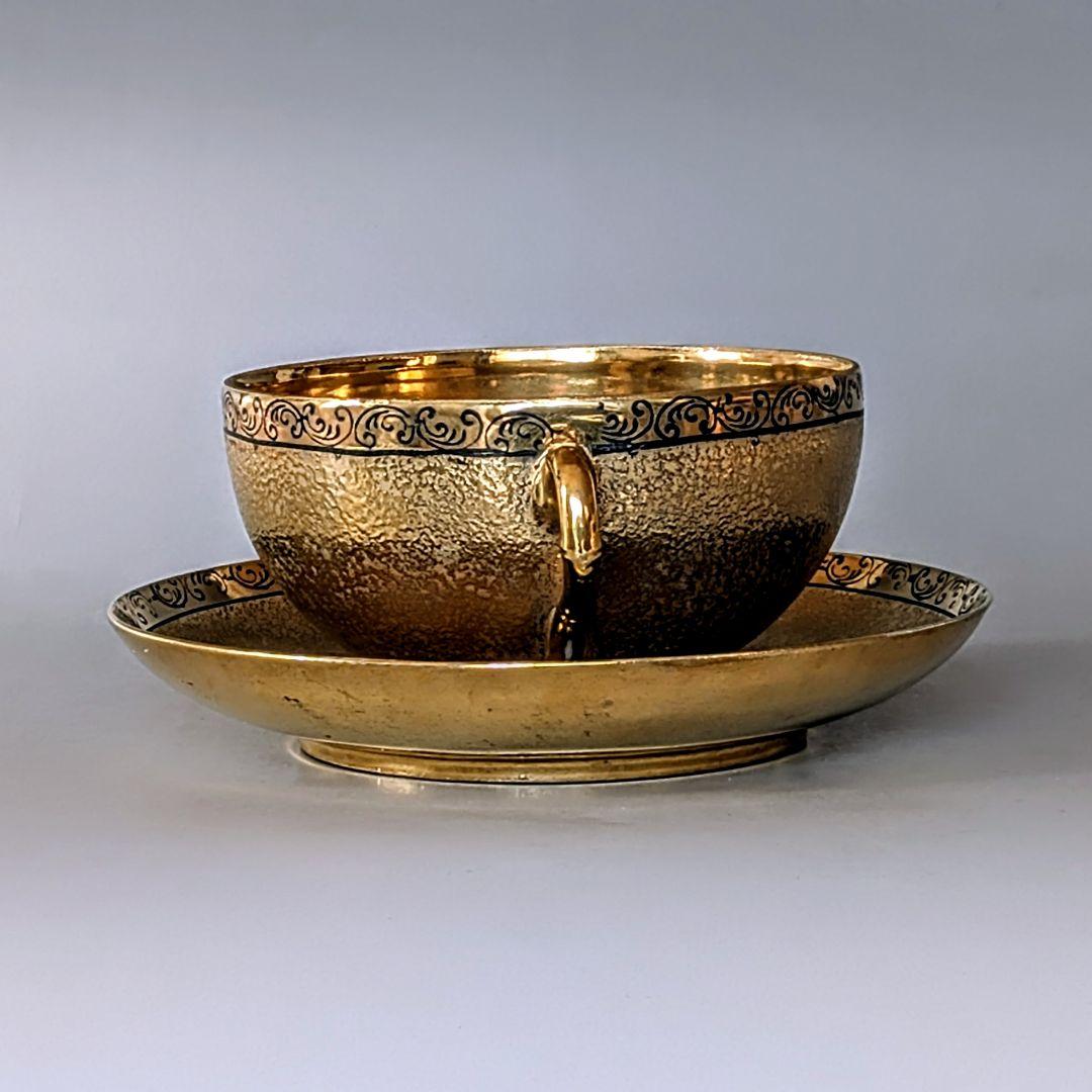 オールドニッポン 大銘品! 金彩エッチング クサラシ技法 カップ＆ソーサー