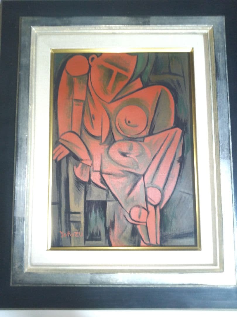 萬鉄五郎、絵画、油彩4Fもたれて立つ人、肉筆、高級額縁、山下清、鴨居玲、佐伯祐三