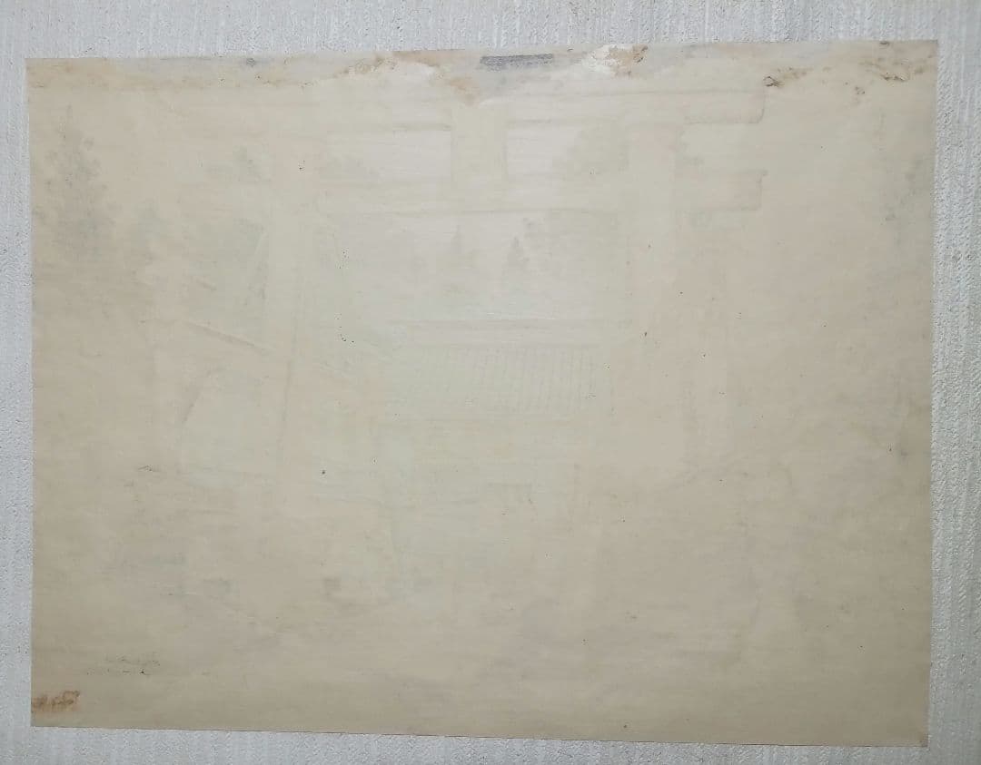 定石塊石の版画吉田神社と富士（富士25景の内)昭和6年塊石版画刊行会出版