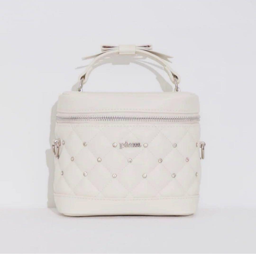 【大人気】pium ビジューキルティングバニティバッグ 白　ピウム　アイボリー