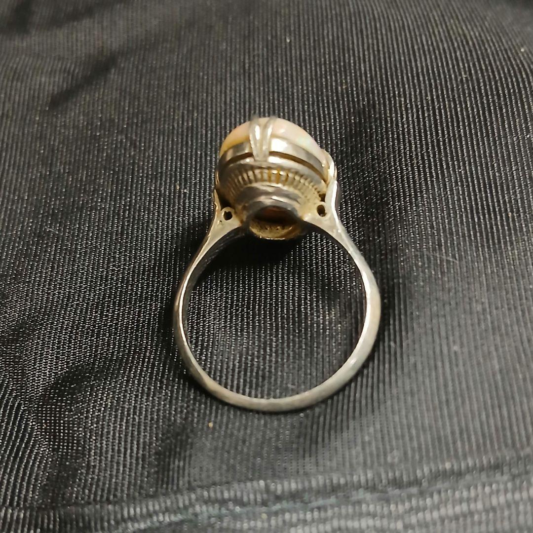 オパールリング◎プラチナpm刻印◎10号昭和レトロ