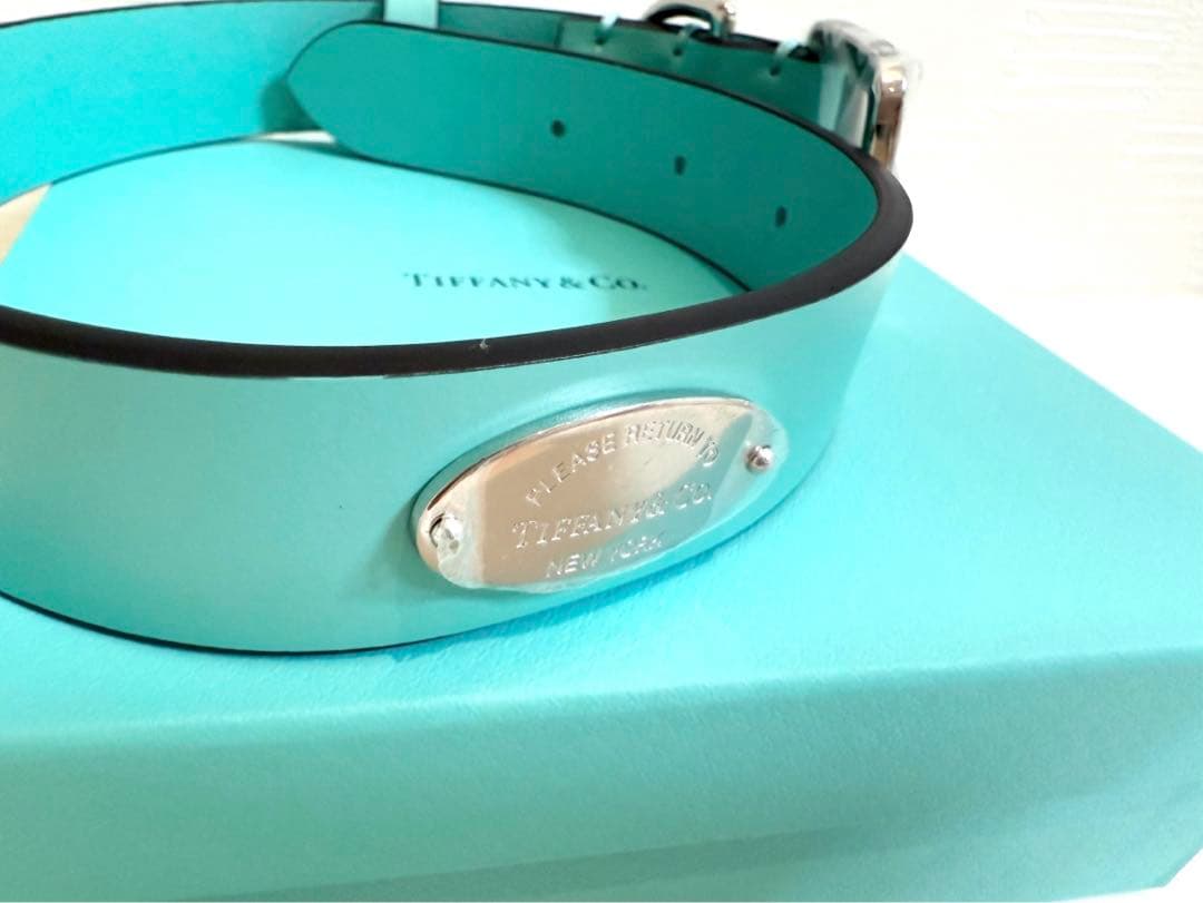 未使用品 Lサイズ⭐️Tiffany ティファニーレザー 犬首輪ドッグカラーペット
