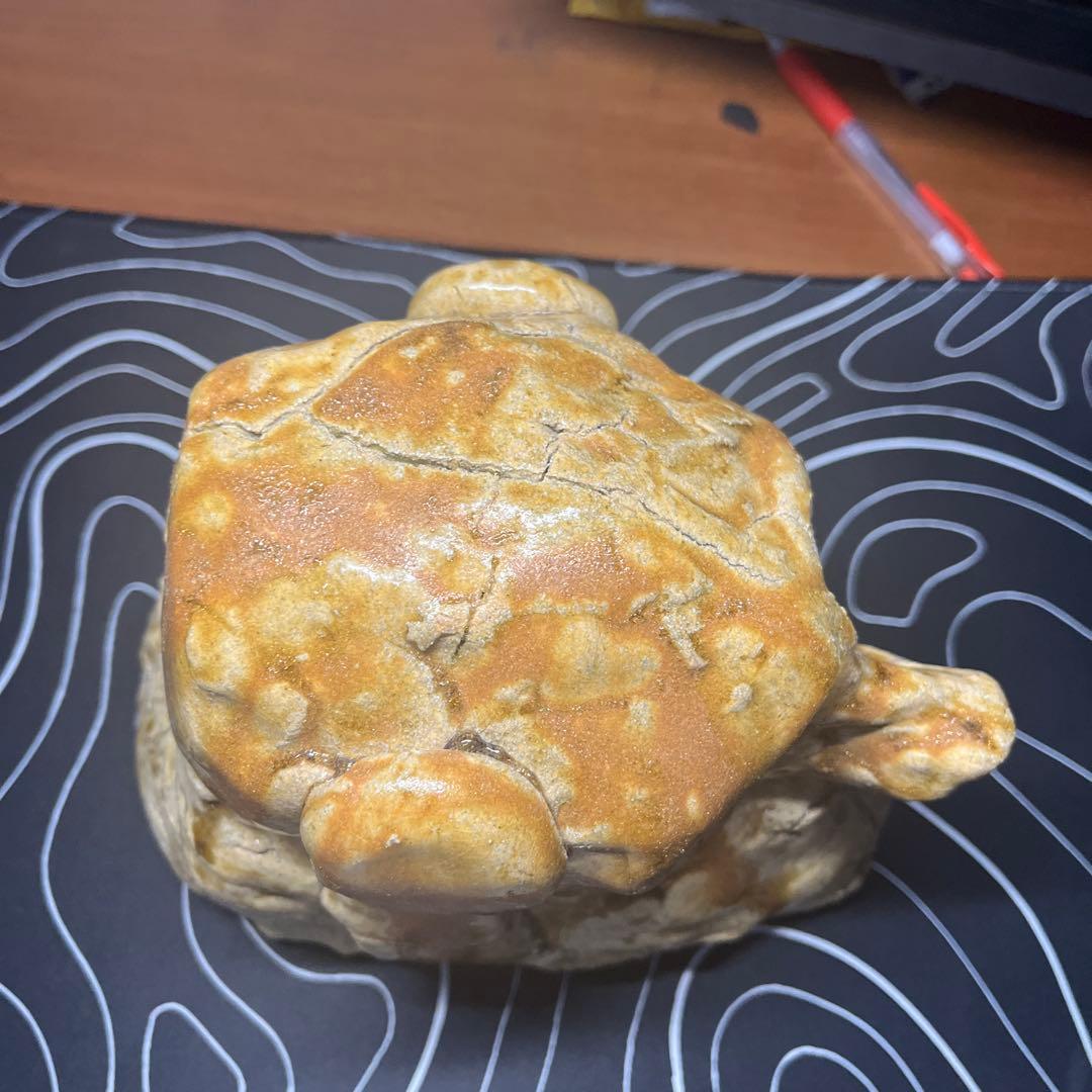 陶土製 人間と犬の顔の彫刻