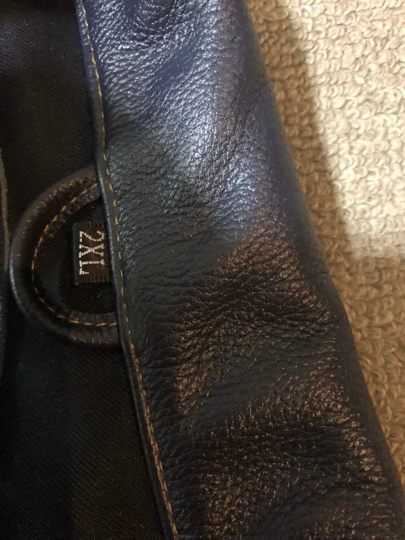 レザージャケット、ネイビー