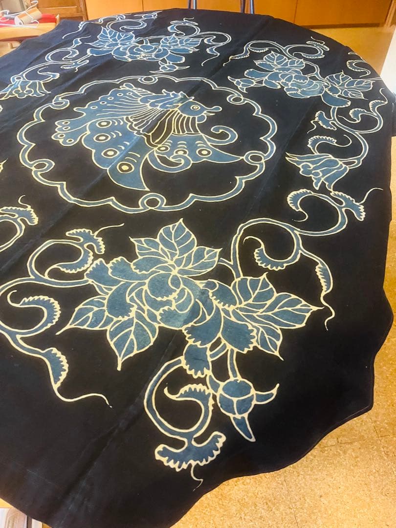 明治時代の筒描　揚羽蝶✴︎藍染タペストリー