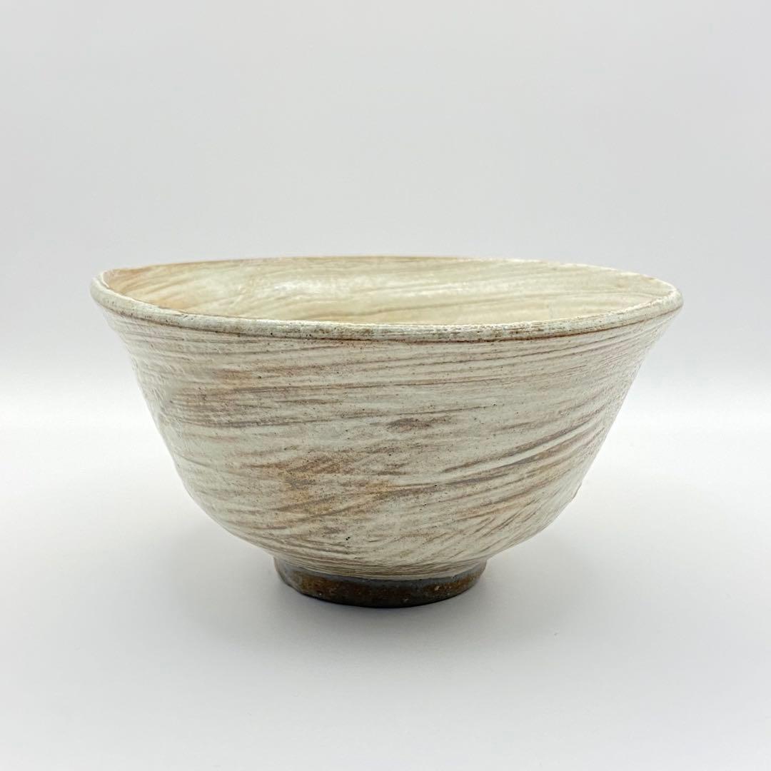 抹茶茶碗 刷毛目　加藤芳右衛門　銘 末廣　共箱入　茶道具　茶盌　茶器　陶芸