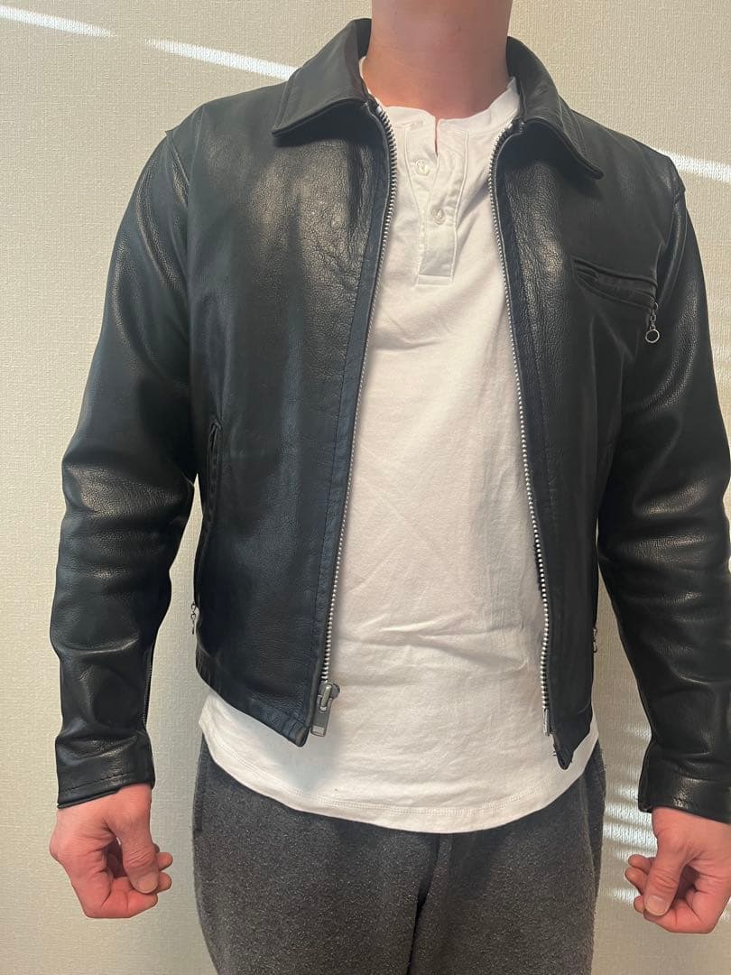 Schott シングル　ライダースジャケット　レザー　ブラック Size38