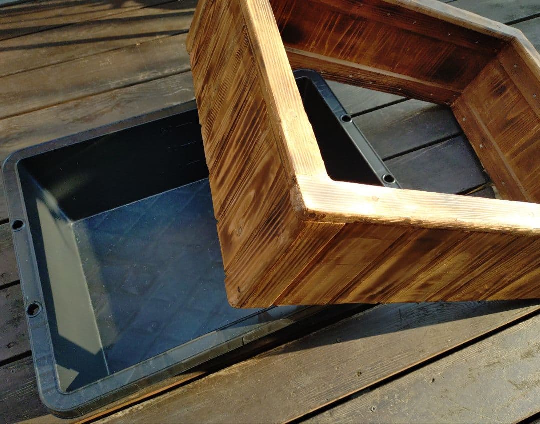 【めだかの畔】トロ舟40と木枠セット(ウォールナット)