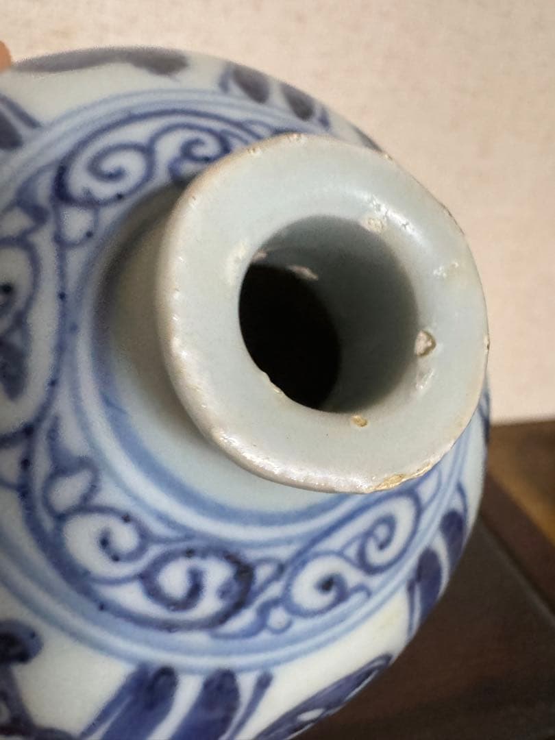 中国骨董　元　青花龍紋梅瓶　古染付　旧家コレクション　うぶ出し　唐物(N-17)