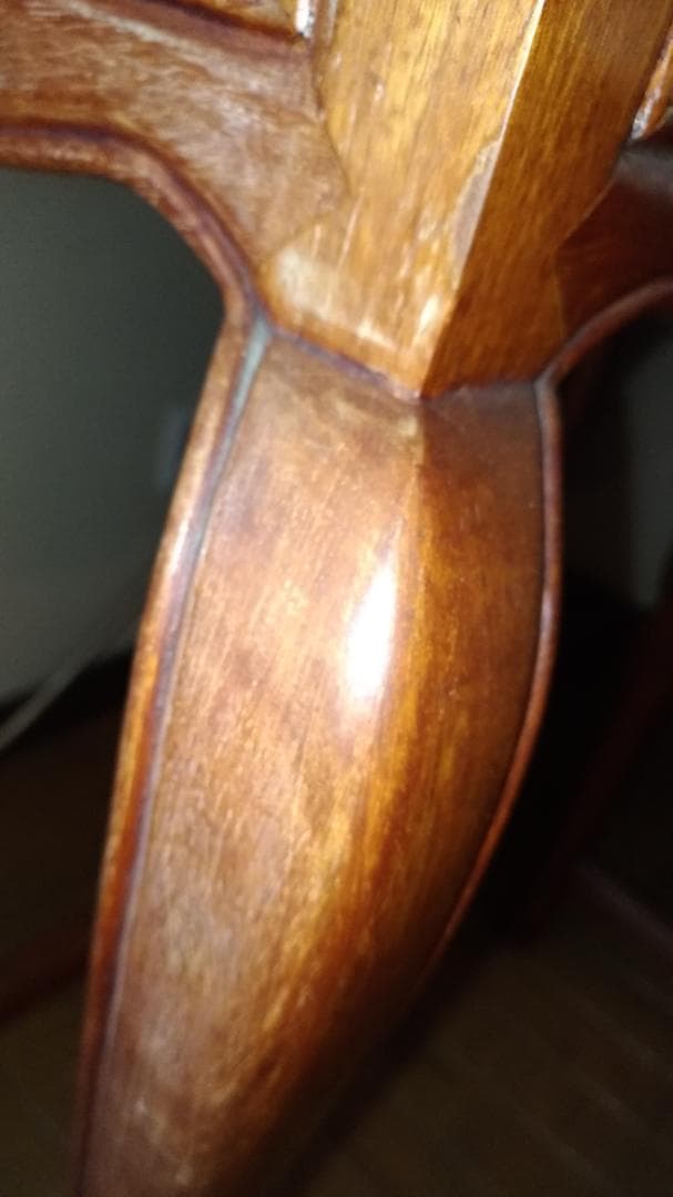 花梨　唐木　ライティングビューロー 　彫刻入り引き出し