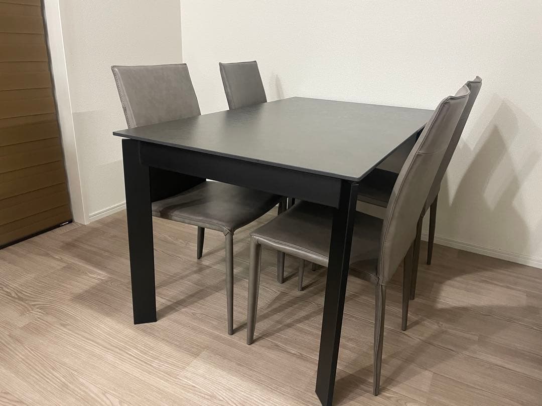 セラミック ダイニングテーブル レザー椅子 セット 4人用 東京インテリア