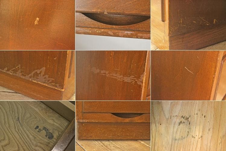 レトロ 両袖デスク 机 書斎 作業台 引き出し 抽斗 9杯 分割可能 木製