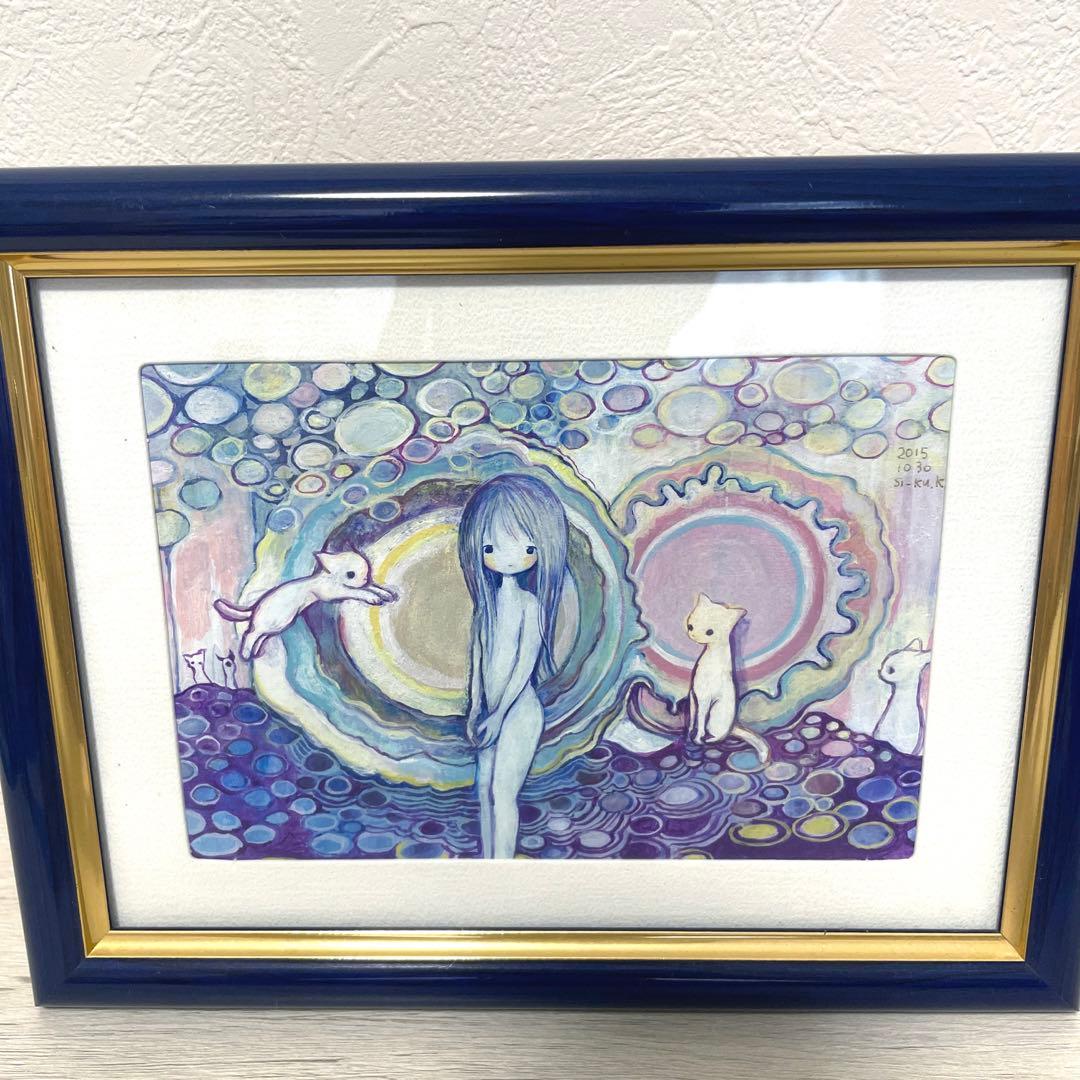 si_ku 黄菊しーく painting 原画　18×23cm(額縁含む)