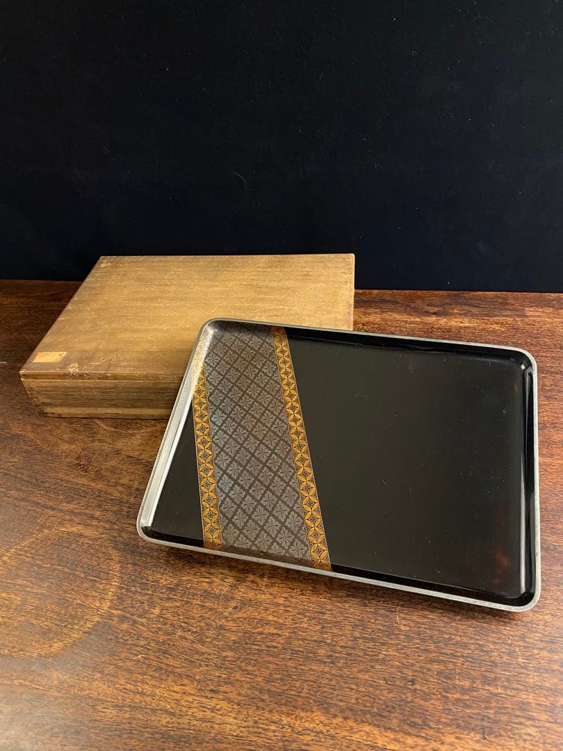 漆塗蒔絵　長方盆　日本古美術