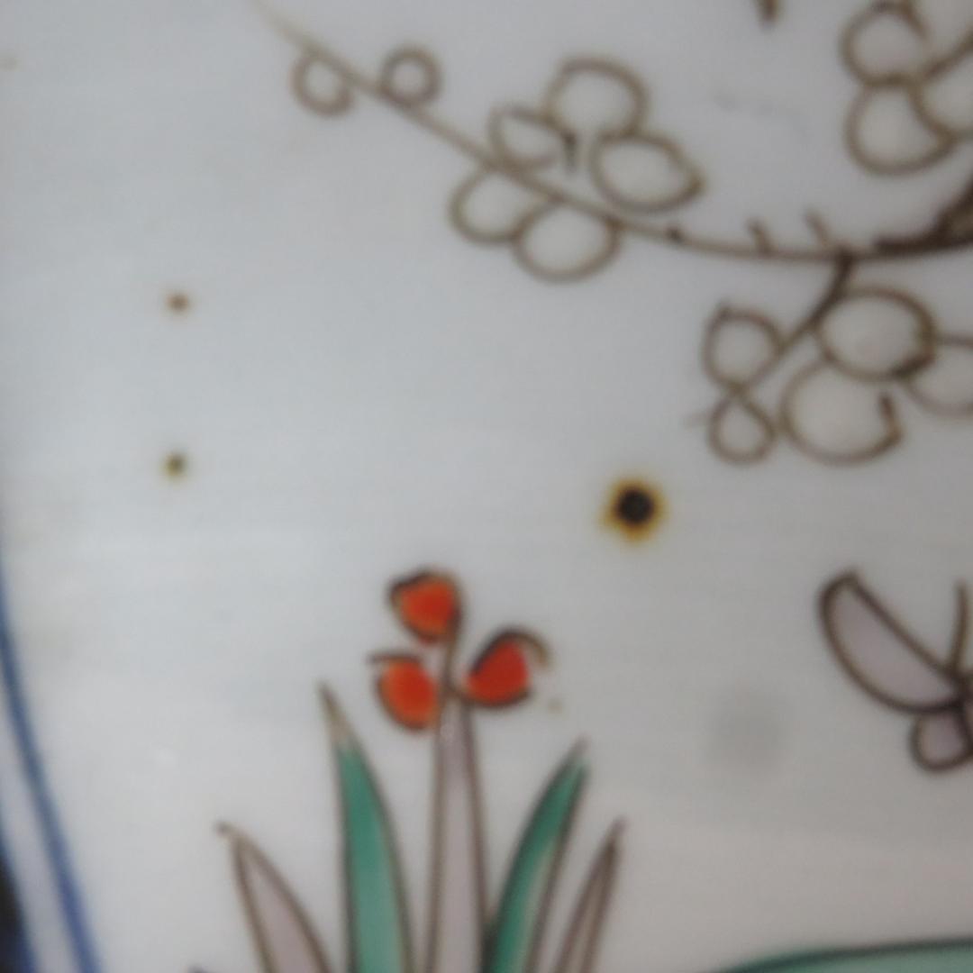 角鉢 八角鉢 伊万里 松竹梅 鳥 蝶 窯傷 歪み 明治前後