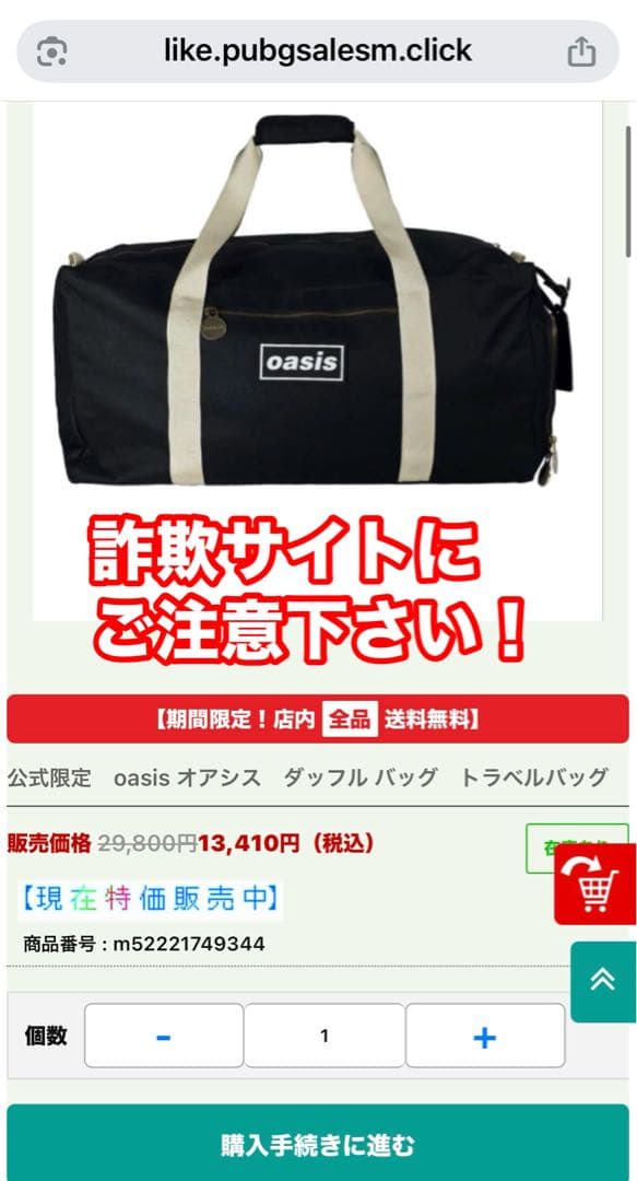 公式限定　oasis オアシス　ダッフル バッグ　トラベルバッグ　完売品❗️