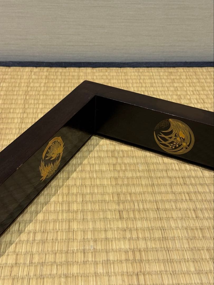 林哲山 花丸蒔絵 炉縁 共箱 木製漆器 茶道具