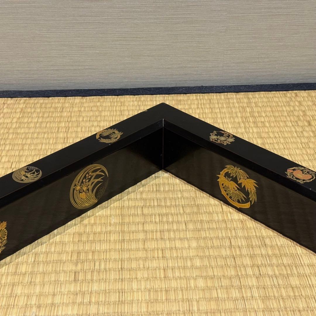 林哲山 花丸蒔絵 炉縁 共箱 木製漆器 茶道具