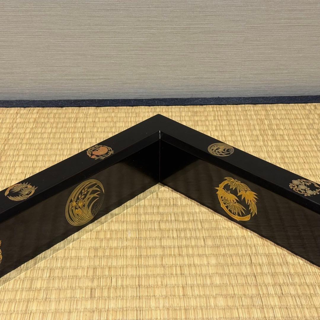 林哲山 花丸蒔絵 炉縁 共箱 木製漆器 茶道具