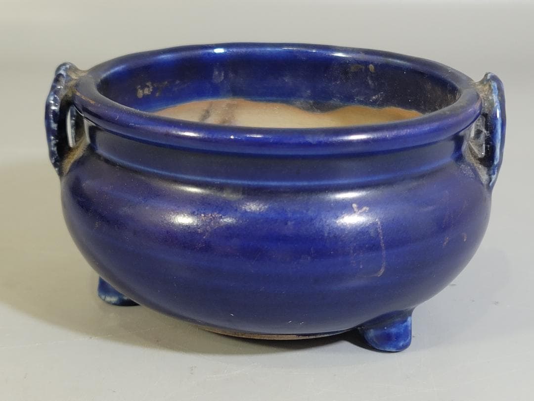 瑠璃香炉 唐木四方盆 時代物 二件 DT449