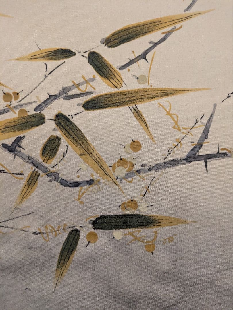 田中案山子/笹に鳥　肉筆　掛軸