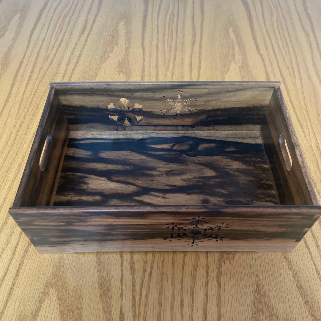 【川本光春】 黒柿 雪花透 莨盆 茶道具 喫煙具