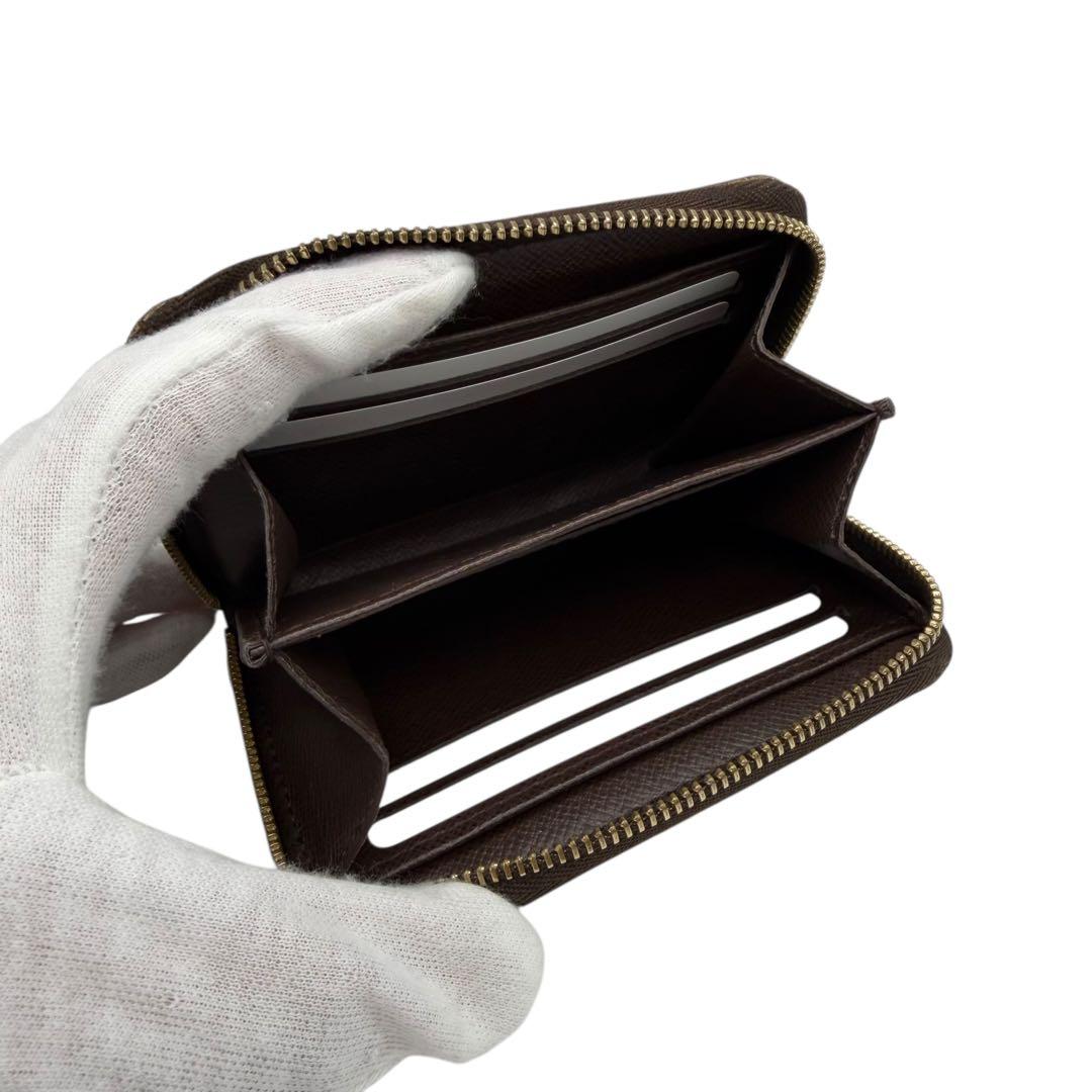 ルイヴィトン　パース　ラウンドファスナー　ダミエ　ブラウン 小銭入れ　茶色