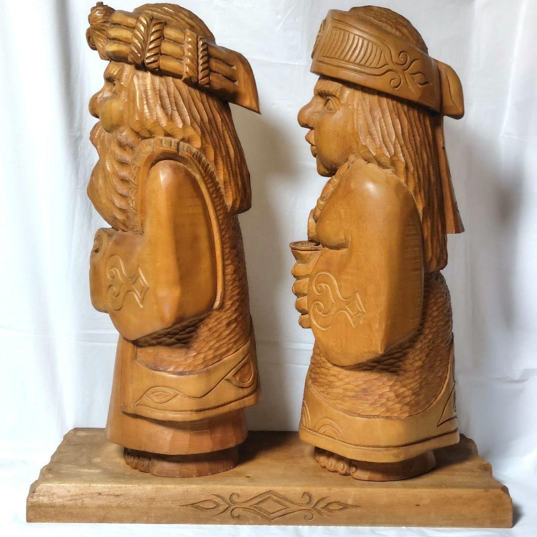 貴重！北海道アイヌ【手彫り】木製彫刻 ニポポ人形★約46cm★置物【ヴィンテージ