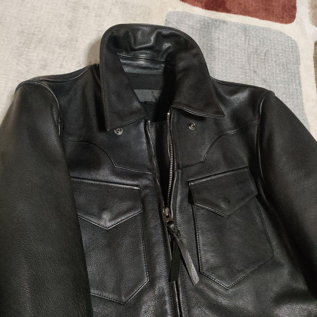 レア　カドヤ　本革レースアップレザージャケット　シャツタイプ　シボ革