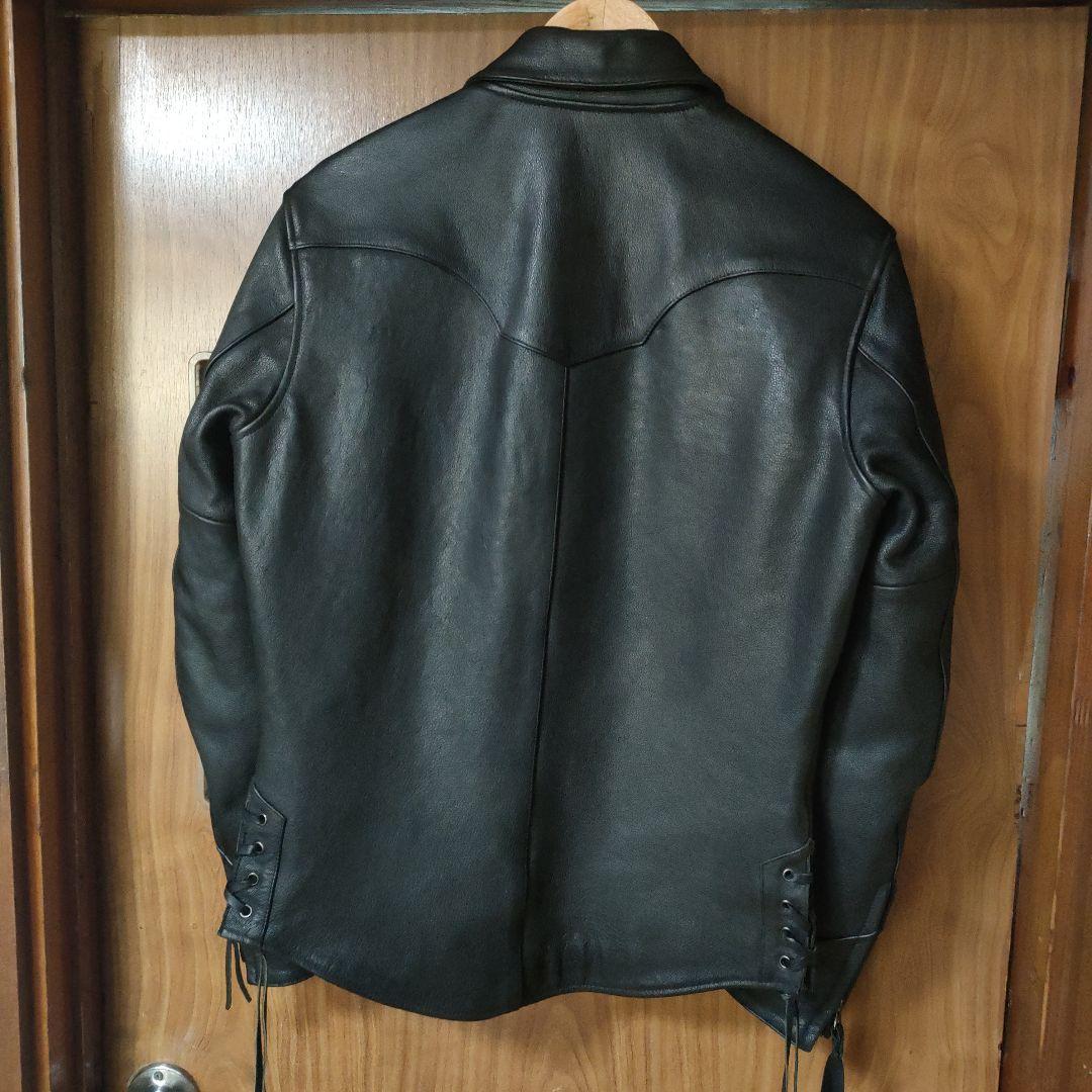 レア　カドヤ　本革レースアップレザージャケット　シャツタイプ　シボ革