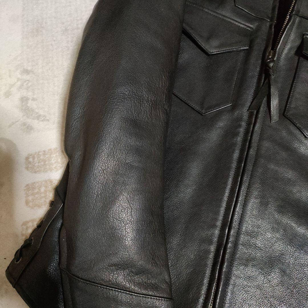 レア　カドヤ　本革レースアップレザージャケット　シャツタイプ　シボ革