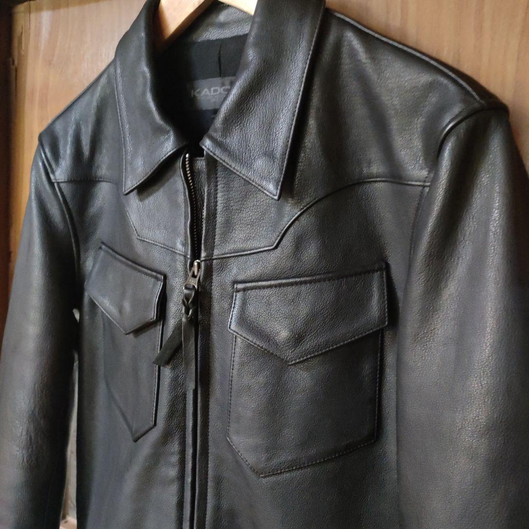 レア　カドヤ　本革レースアップレザージャケット　シャツタイプ　シボ革