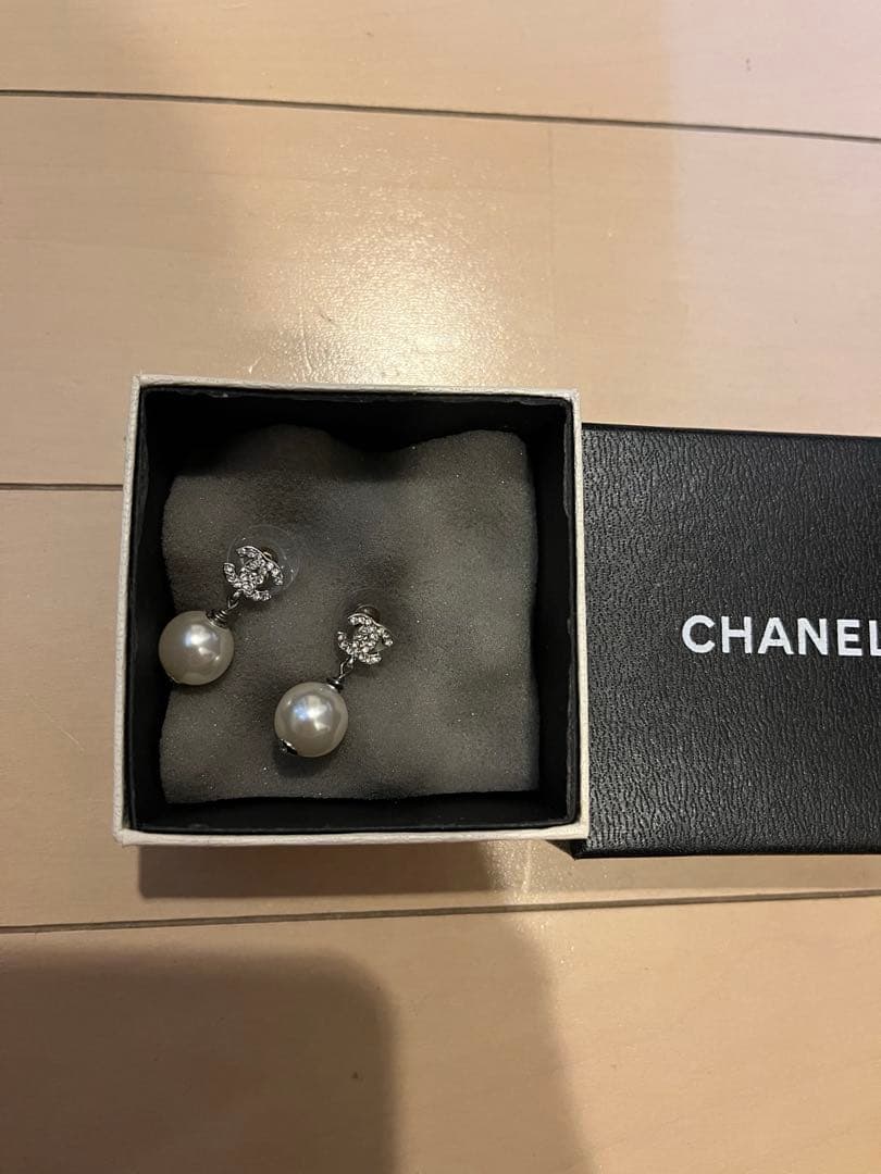 正規品　CHANEL パールドロップピアス　ストーン　ココマーク　パール