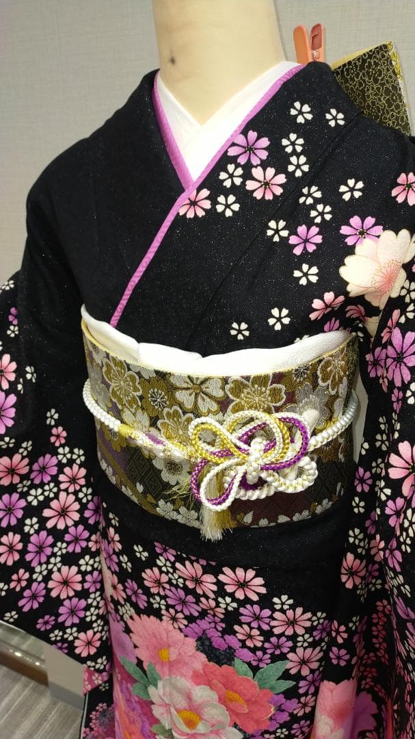 【秀品 美品振袖＋袋帯 2点セット】 74－1034