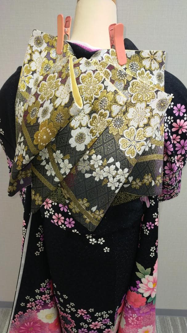 【秀品 美品振袖＋袋帯 2点セット】 74－1034