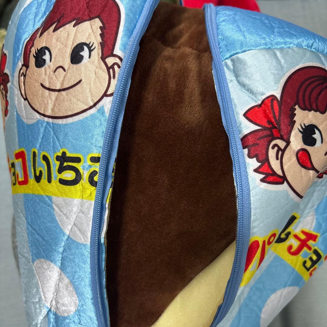 【超希少】不二家 ペコちゃん パラソルチョコいちご 大型クッション 非売品 レア