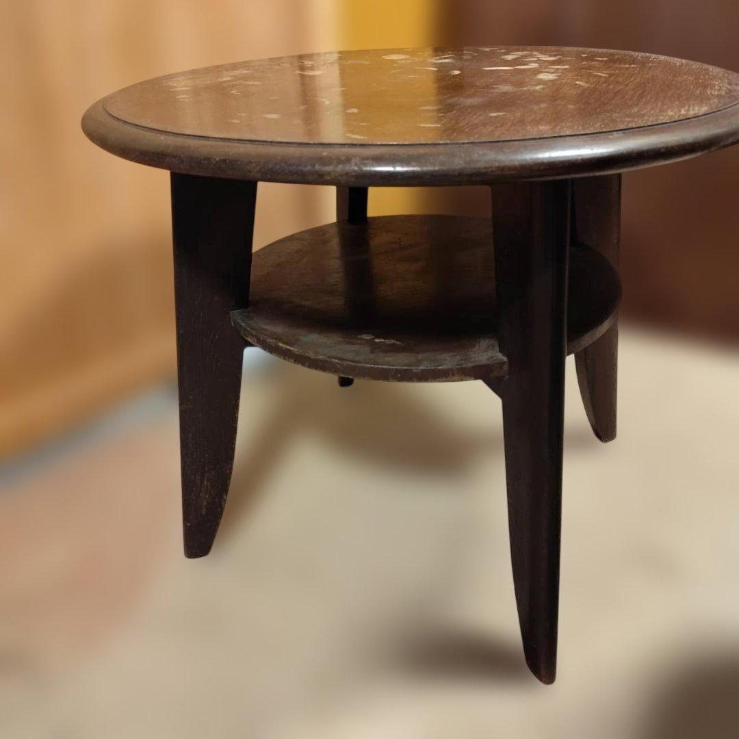 ノスタルジック 丸テーブル 昭和レトロ アンティーク ずっしり重厚 無垢材