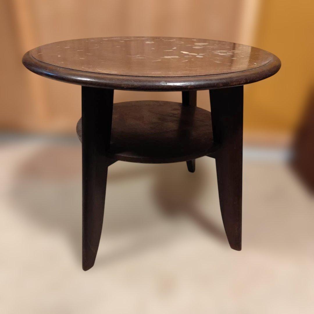 ノスタルジック 丸テーブル 昭和レトロ アンティーク ずっしり重厚 無垢材