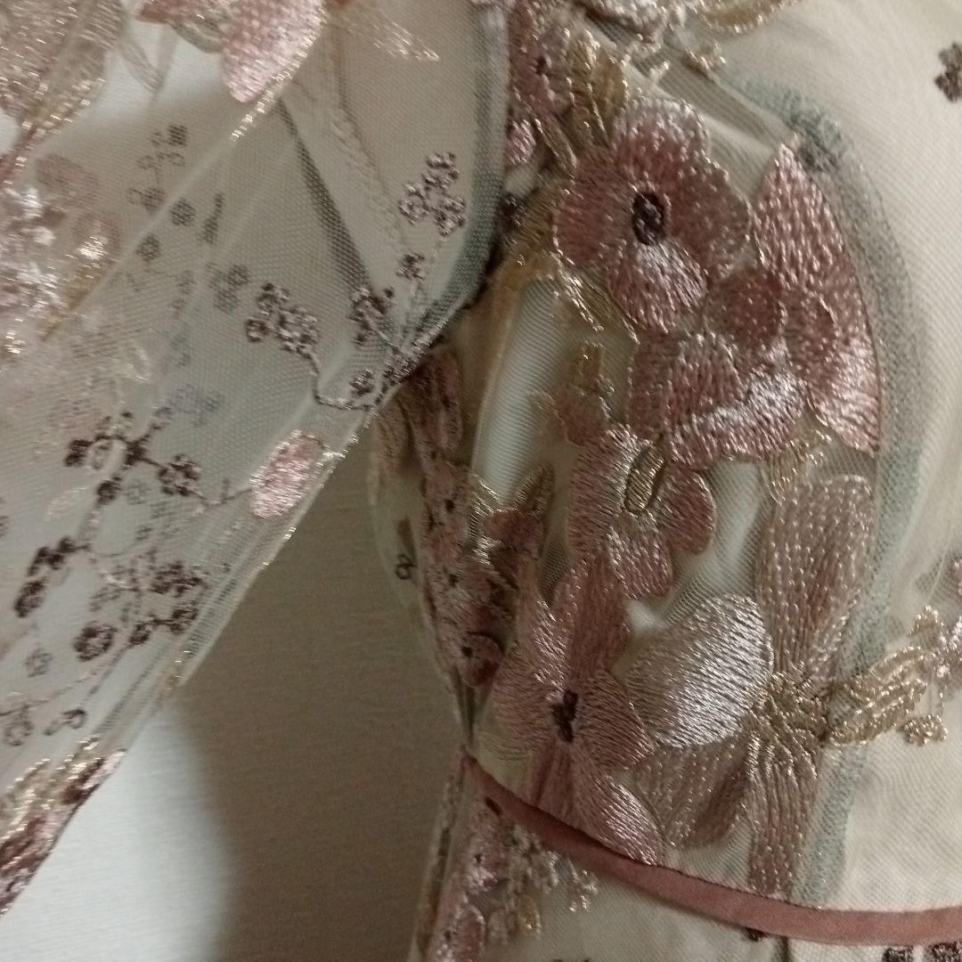 【新品未使用】formforma ロングワンピース　総刺繍 13号 ピンク系