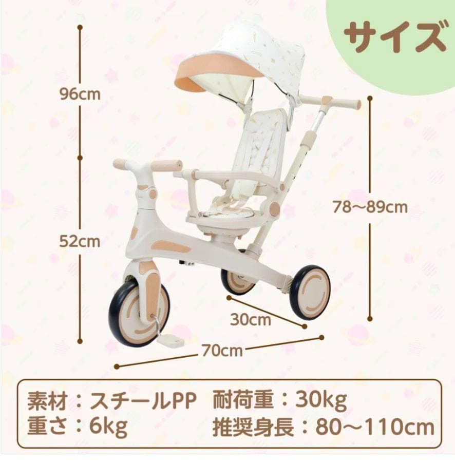 ⭐️新品⭐️多機能三輪車【イエロー】 7in1 折りたたみ 安全設計1歳〜5歳