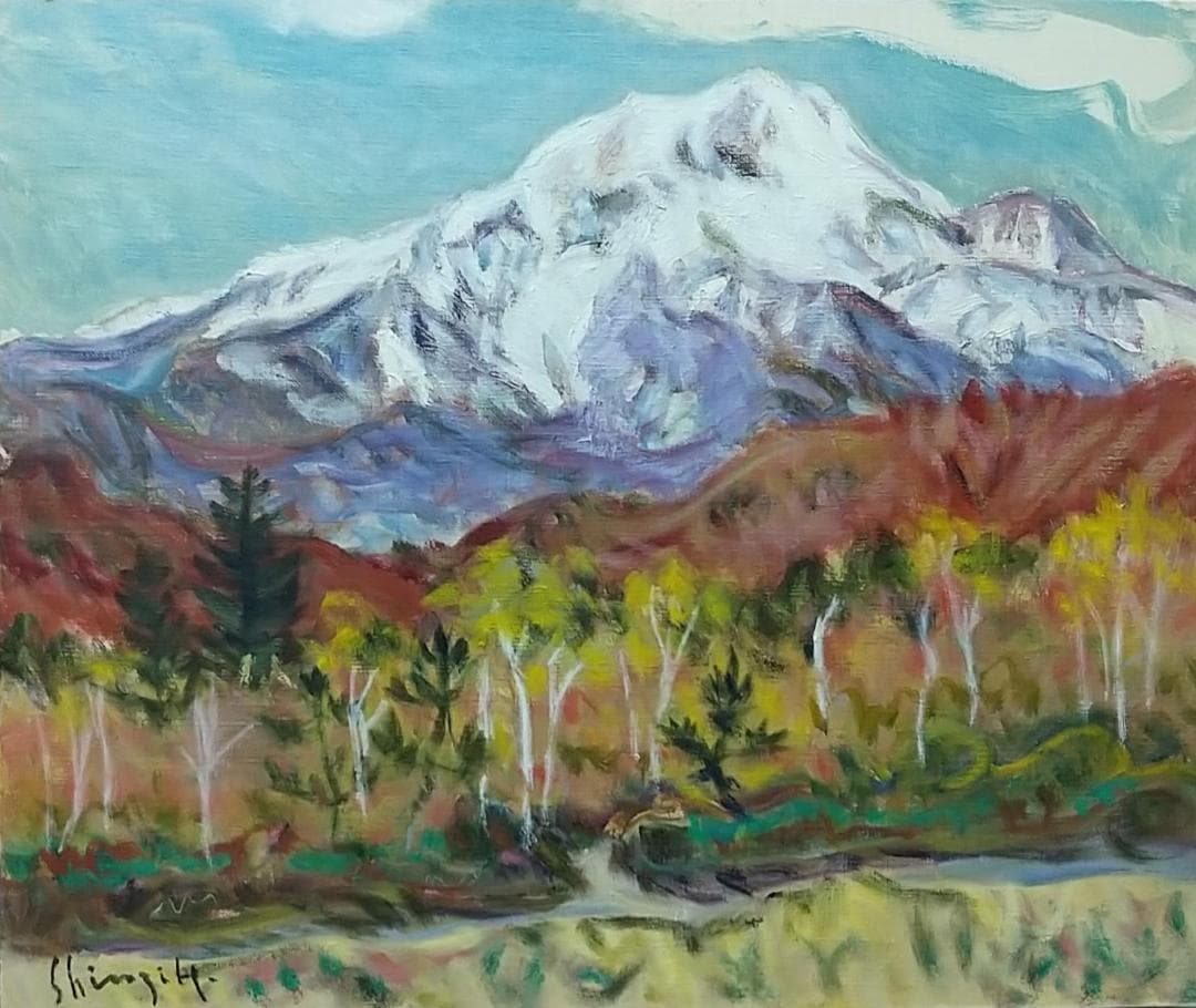 F8 絵画「乗鞍高原」1988 油絵 油彩画 風景画 アート