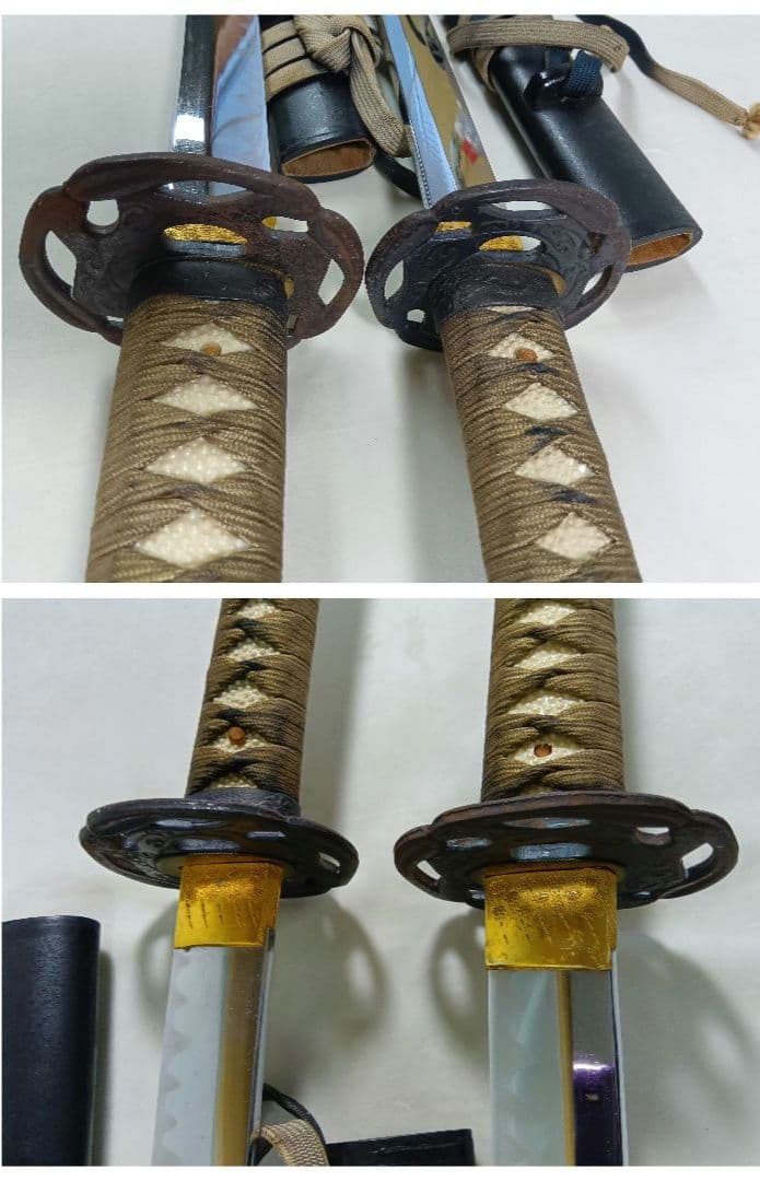 模造刀　模擬刀　日本刀　2振り　刀掛け　美術刀剣 武具　スタンド付　鹿角