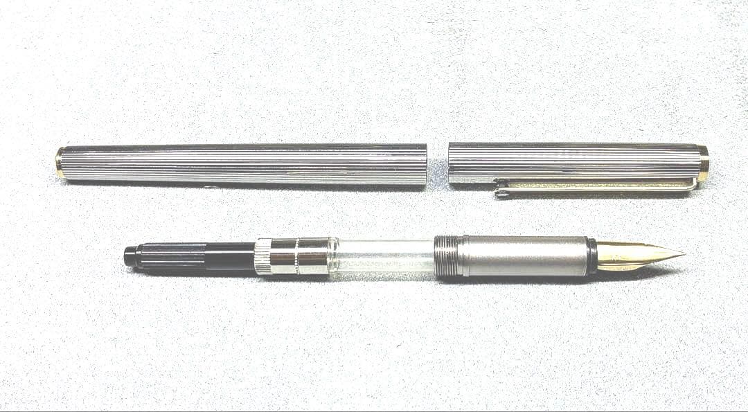 【希少 美品】モンブラン S-ライン 万年筆 シルバー 純正コンバーター付