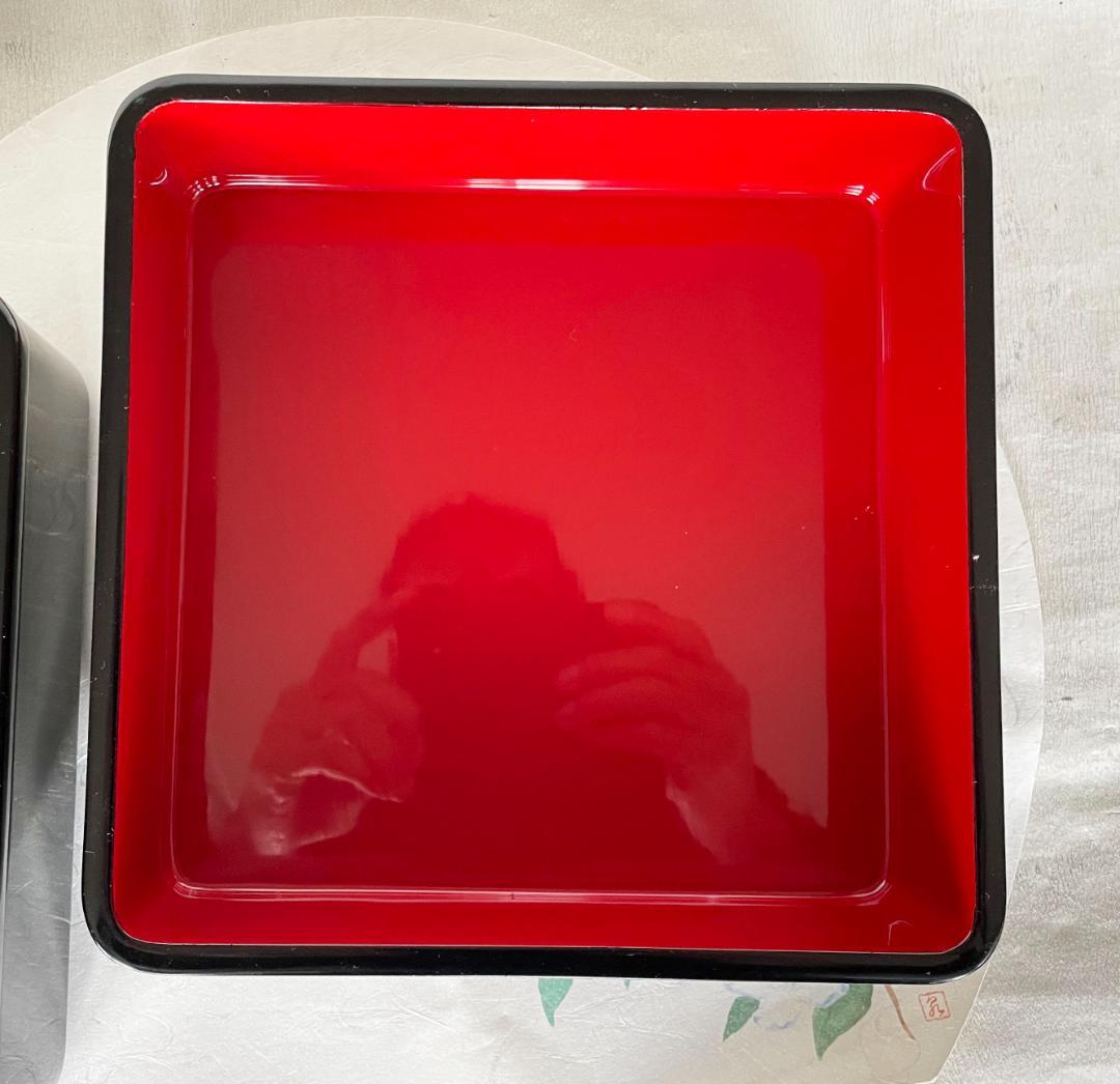 重箱 おせち 2段重 木製漆塗 黒 7寸 内朱 21cm 漆器 アウトレット12