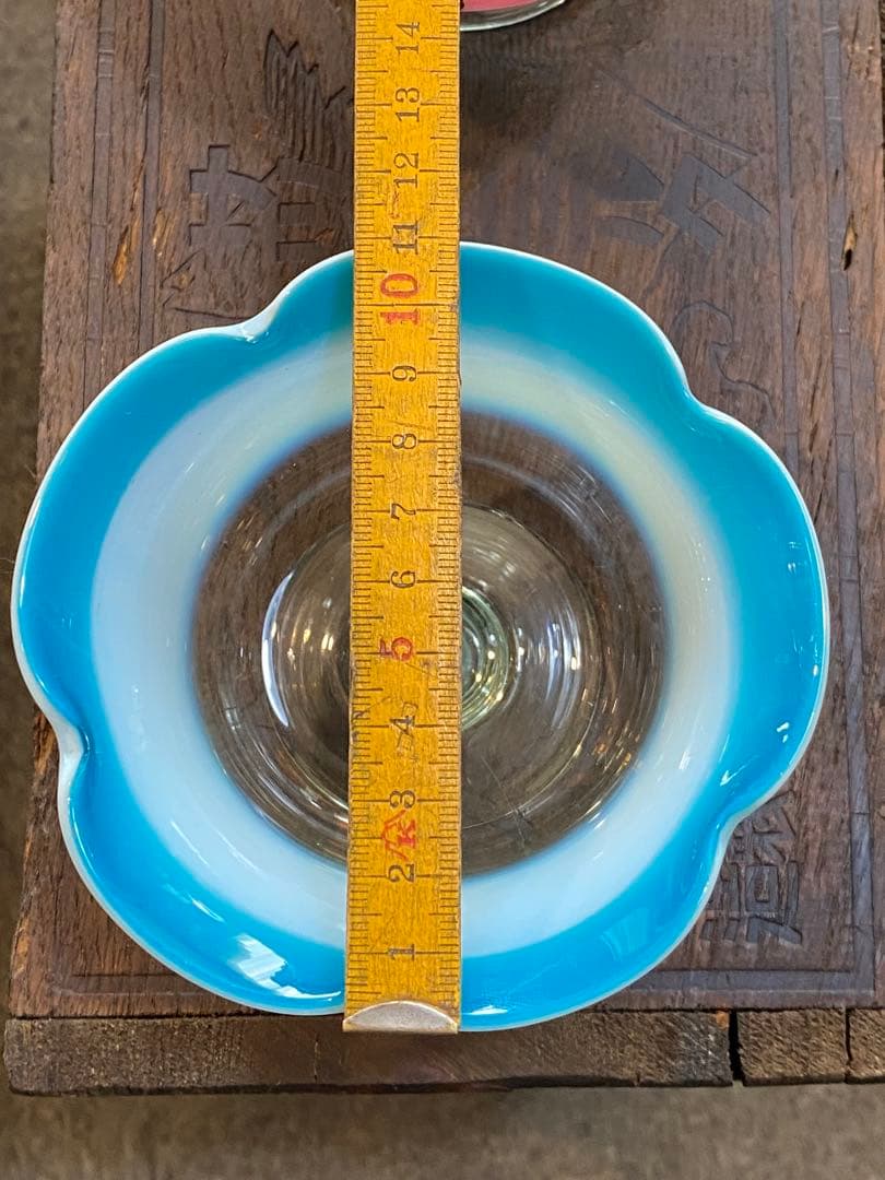 専用です。大正〜昭和初期　氷コップ　乳白色　赤と青　セット