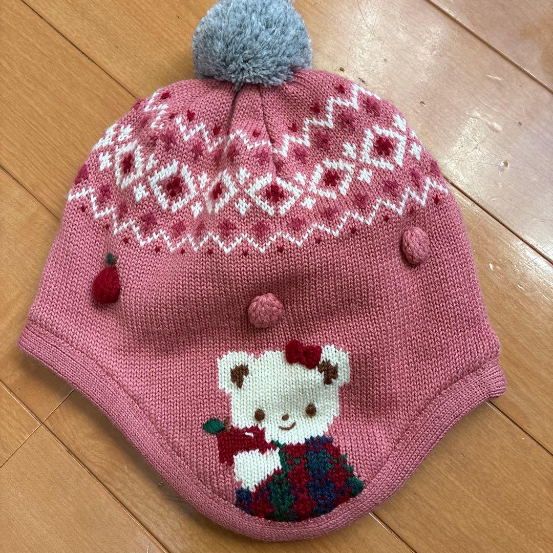 美品　ファミリア　マフラー帽子手袋セット　90-120 3-5歳のお子様に