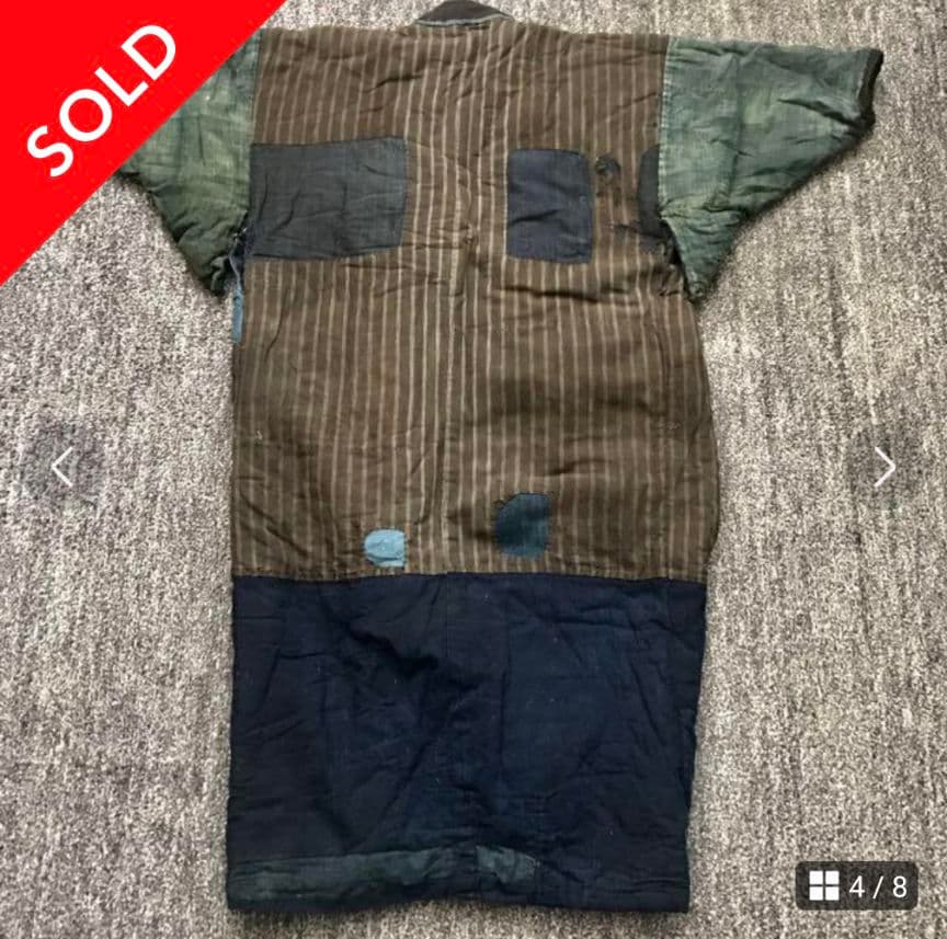 襤褸 野良着 着物 木綿 藍染 刺し子 継はぎ ヴィンテージ 綿入